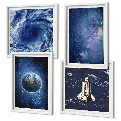 Multi-piece wall decor set featuring an earth space storm galaxy design