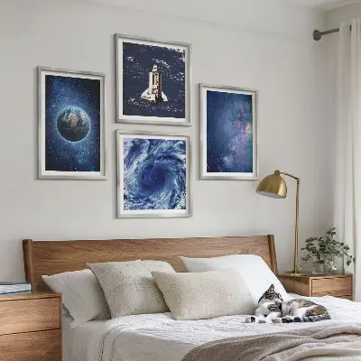 Multi-piece wall decor set featuring an earth space storm galaxy design