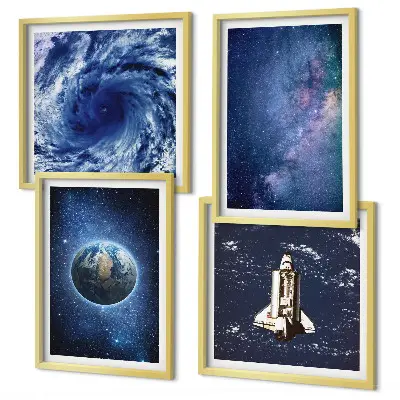 Multi-piece wall decor set featuring an earth space storm galaxy design