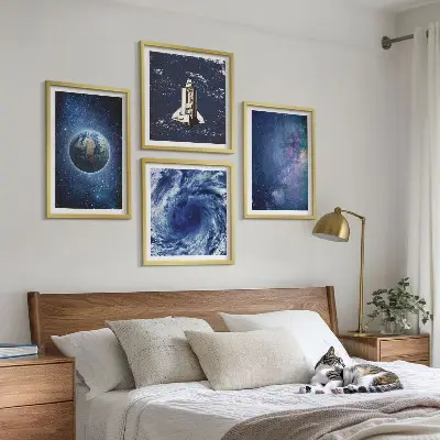 Multi-piece wall decor set featuring an earth space storm galaxy design