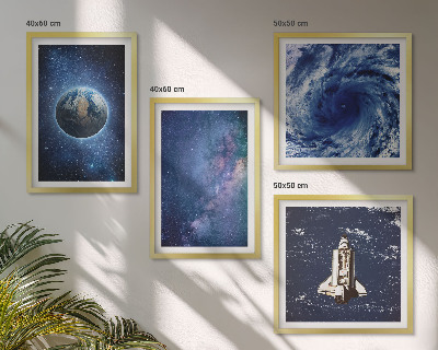 Multi-piece wall decor set Earth space storm galaxy