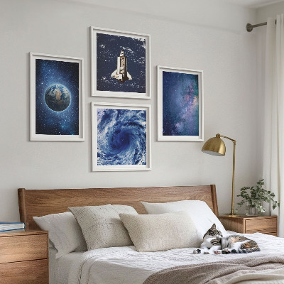 Multi-piece wall decor set Earth space storm galaxy