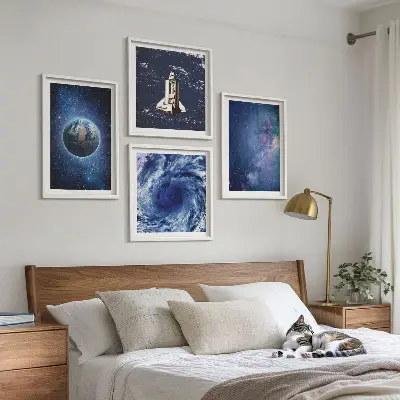 Multi-piece wall decor set featuring an earth space storm galaxy design
