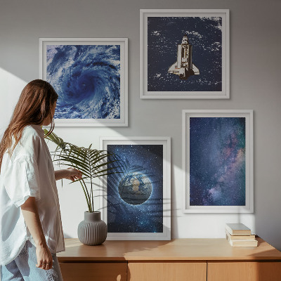 Multi-piece wall decor set Earth space storm galaxy