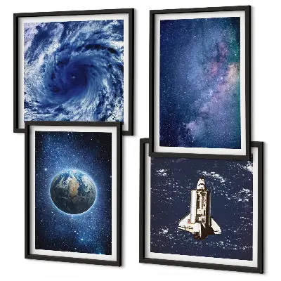 Multi-piece wall decor set featuring an earth space storm galaxy design