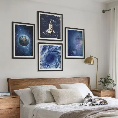 Multi-piece wall decor set featuring an earth space storm galaxy design