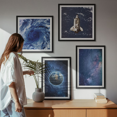 Multi-piece wall decor set Earth space storm galaxy