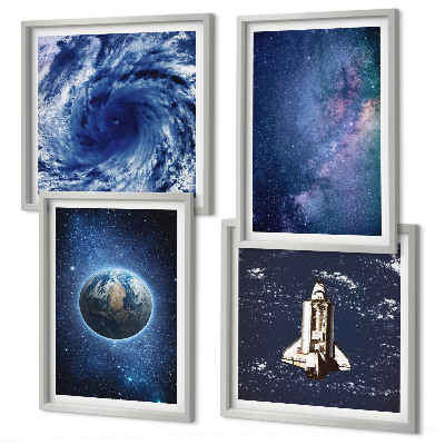 Multi-piece wall decor set Earth space storm galaxy