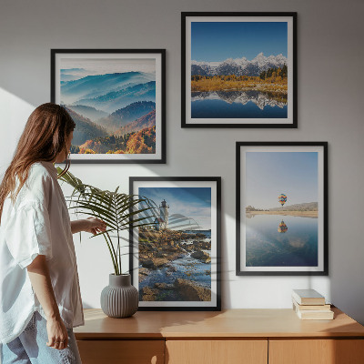 Multi-piece wall decor set Views of nature, lighthouse, mountains