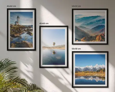Multi-piece wall decor set featuring views of nature including a lighthouse and mountains