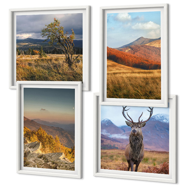 Multi-piece wall decor set Mountain landscapes deer grass