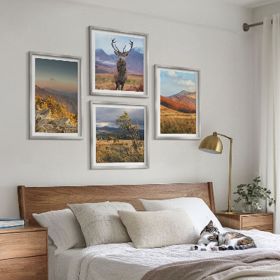 Multi-piece wall decor set Mountain landscapes deer grass