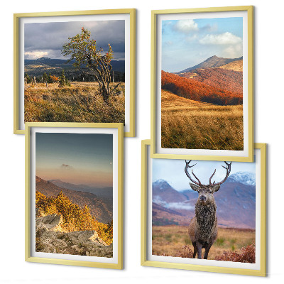Multi-piece wall decor set Mountain landscapes deer grass
