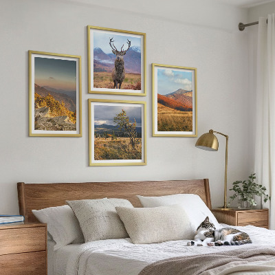 Multi-piece wall decor set Mountain landscapes deer grass