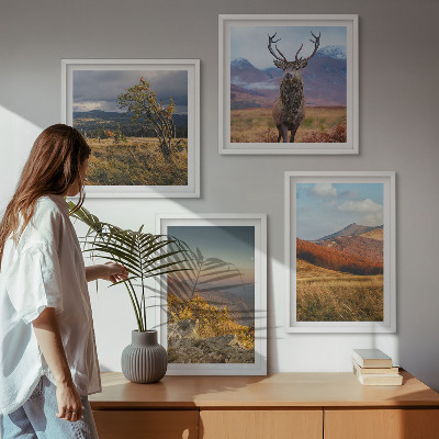 Multi-piece wall decor set Mountain landscapes deer grass