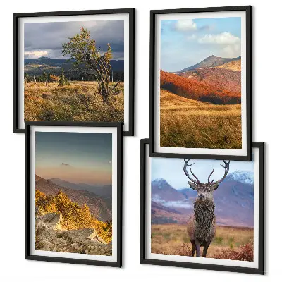 Multi-piece wall decor set featuring mountain landscapes with deer and grass