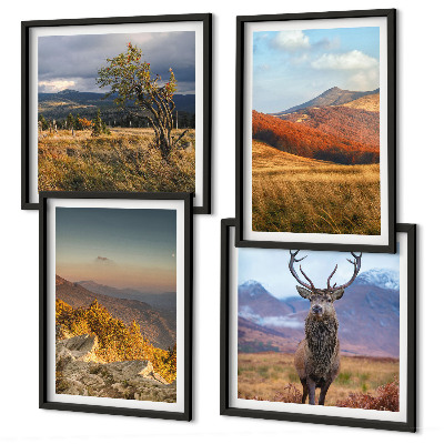 Multi-piece wall decor set Mountain landscapes deer grass