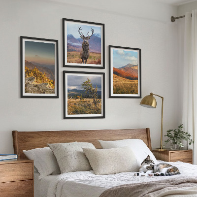 Multi-piece wall decor set Mountain landscapes deer grass