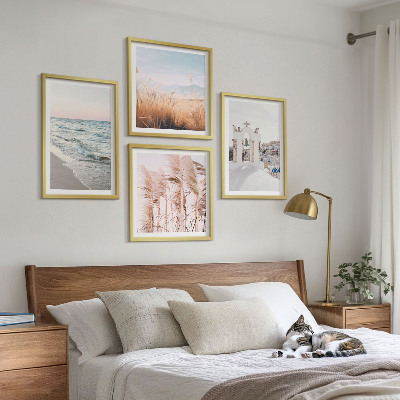 Wall art set Plants, sea waves, view, houses