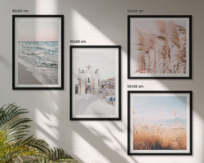 Wall art set Plants, sea waves, view, houses