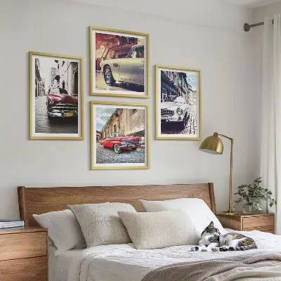 Classic cars in cities wall art set of 4 pieces