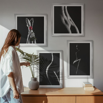 Wall art set Black and white female shapes