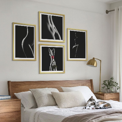 Wall art set Black and white female shapes