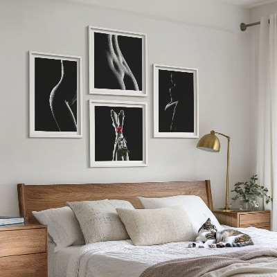 Wall art set Black and white female shapes