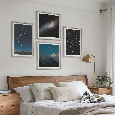Wall art set Galaxy space Aquarius mountains