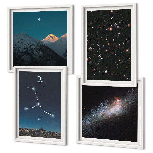 Set of 4 wall art pieces Virgo Galaxy universe