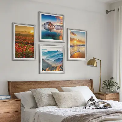Wall art set featuring landscapes of mountains and seas in the west