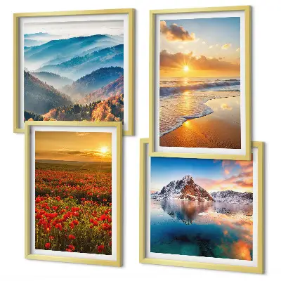 Wall art set featuring landscapes of mountains and seas in the west