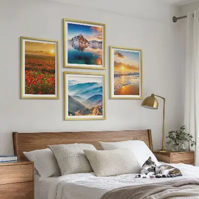 Wall art set featuring landscapes of mountains and seas in the west