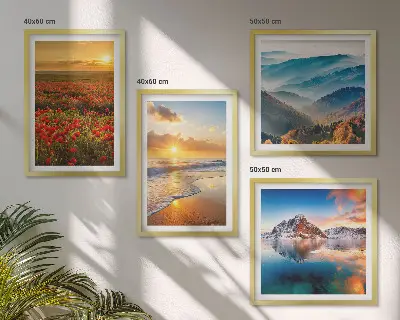 Wall art set featuring landscapes of mountains and seas in the west