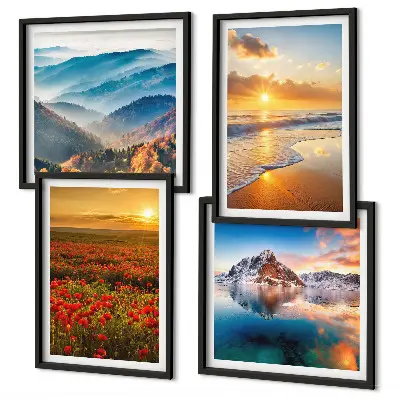 Wall art set featuring landscapes of mountains and seas in the west