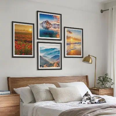 Wall art set featuring landscapes of mountains and seas in the west