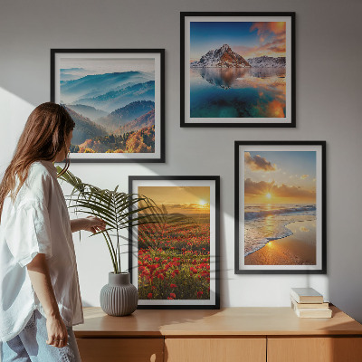 Wall art set Landscapes of mountains and seas in the west