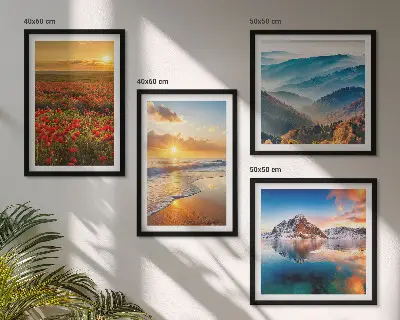Wall art set featuring landscapes of mountains and seas in the west