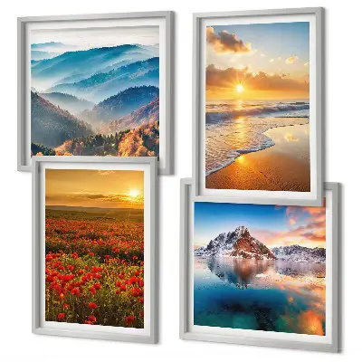 Wall art set featuring landscapes of mountains and seas in the west