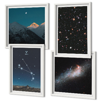 Set of 4 wall art pieces Cosmic landscapes of galaxies