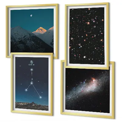 Space galaxy constellation wall art set set of 4 pieces featuring Cancer