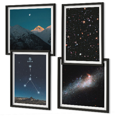 Set of 4 wall art pieces Space galaxy constellation Cancer