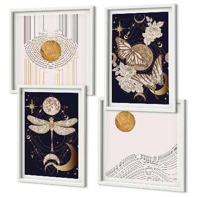 Wall art set Nature motifs with the moon
