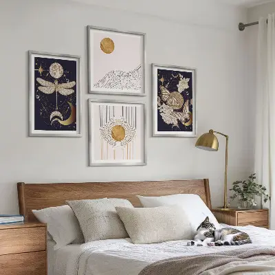 Wall Art Set with nature motifs and the moon