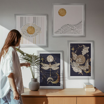 Wall art set Nature motifs with the moon