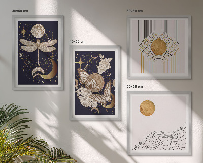 Wall art set Nature motifs with the moon