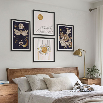 Wall art set Nature motifs with the moon