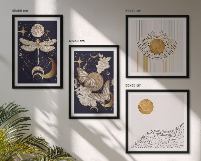Wall art set Nature motifs with the moon