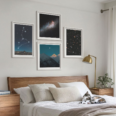 Set of 4 wall art pieces Leo Galaxy and Space