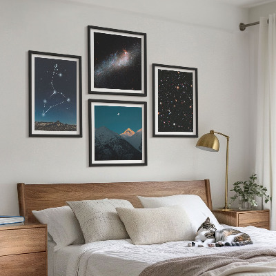 Set of 4 wall art pieces Leo Galaxy and Space